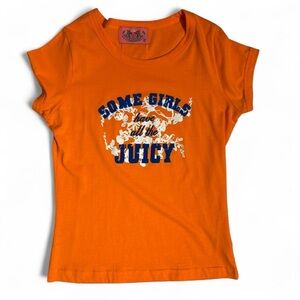 BNWOT Vintage Juicy Couture Some Girls Have All the Juicy Tee Orange Size Petite
